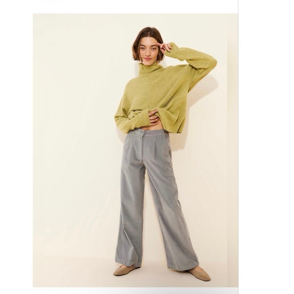 Thinking MU Anthropologie Corduroy Wide Leg Pants | Size 34 | Dusty Blue